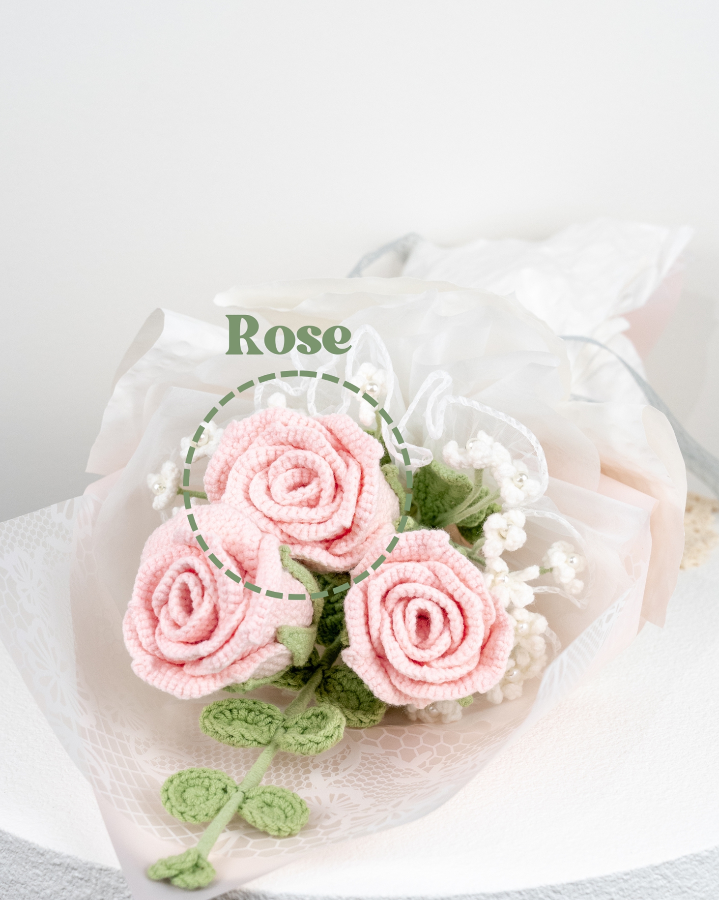 Pink Crochet Roses Handmade Crochet Pink Rose Bouquet Valentine’s Day Mother’s Day Gift ...