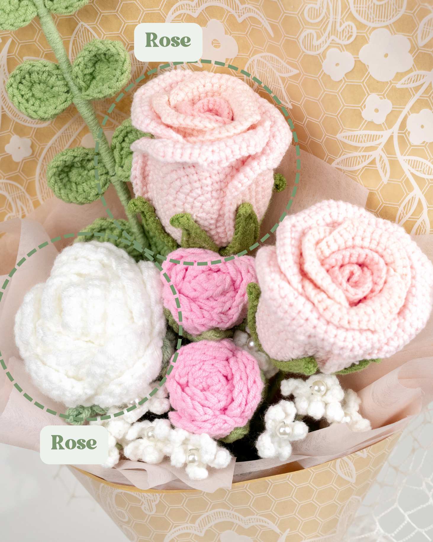 Pink Crochet Roses Handmade Crochet Pink Rose Bouquet – Knot Knot Bloom