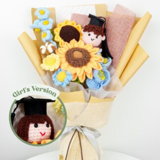 Beautiful Handmade Crochet Large Sunflowers Bouquet Graduation Gift Knitted Craft