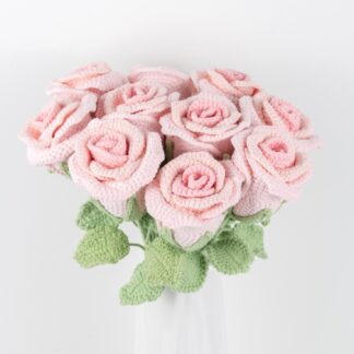Beautiful Handmade Crochet Pink Rose Valentine's Day Engagement Rose Mother's Day Gift