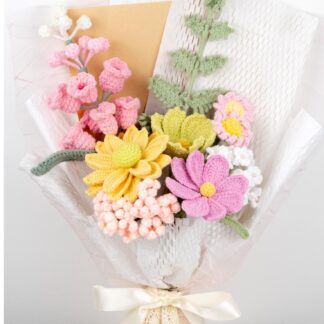 Beautiful Handmade Spring Theme Crochet Flower Bouquet Mother's Day Graduation Valentine's Day Gift