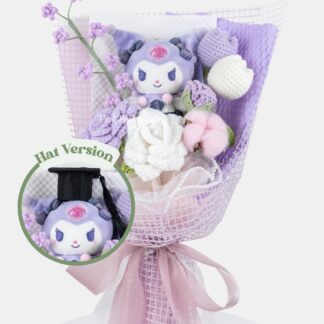Cute Purple Plushie Handmade Crochet Flowers Bouquet Graduation Birthday Gift Valentine's Day Bouquet