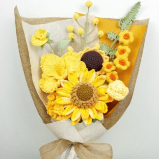 Crochet Sunflower And Balloon Flower Bouquet / Yellow Theme / Mother's Day / Graduation Gift / Xmas Gift / Knitted Craft / Birthday Gift