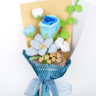 Blue Theme Crochet Flowers Bouquet Boy's Gift Father's Day Gift Birthday Gift Graduation Bouquet
