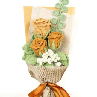 Special Toffee Colour Rose Crochet Flower Bouquet / Father's Day Gift / Gift For Men / Graduation / Mother's Day Gift / Valentine's Day Gift