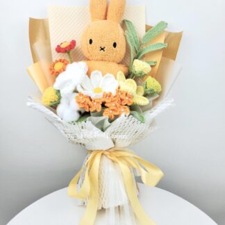 Beautiful Orange Plushie Crochet Flowers Bouquet Graduation Birthday Valentine's Day Gift Knitted Craft