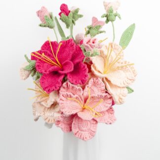 Beautiful Crochet Lisianthus Flower Stem Valentine's Day Mother's Day Thank You Gift Room Decor