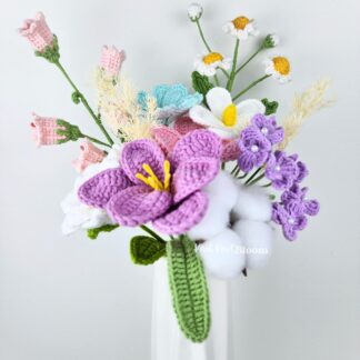 Macaron Colour Crochet Flowers Bouquet (Unwrap) Mother's Day Christmas Gift Knitted Craft