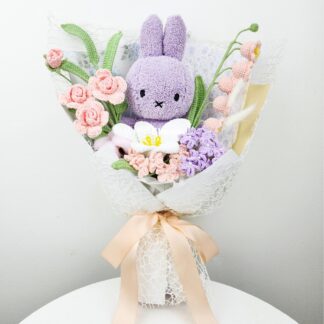 20cm Purple Plushie Crochet Flowers Bouquet Graduation Birthday Gift Valentine's Day Gift