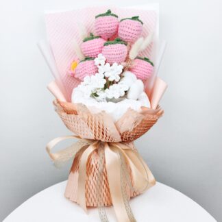 Cute Handmade Crochet Peaches Bouquet Valentine's Day Mother's Day Graduation Birthday Gift