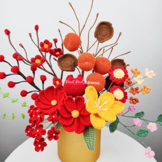 New Year Theme Crochet Flower Basket Housewarming Gift Birthday Mother's Day New Year Gift Home Decor