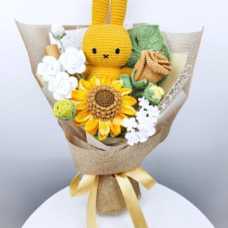 20cm Yellow Plushie Crochet Flowers Bouquet Graduation Bouquet Birthday Valentine's Day Gift