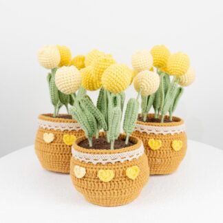 Beautiful Handmade Crochet Tulips In Pot / Knitted Craft / Mother's Day Gift / Birthday