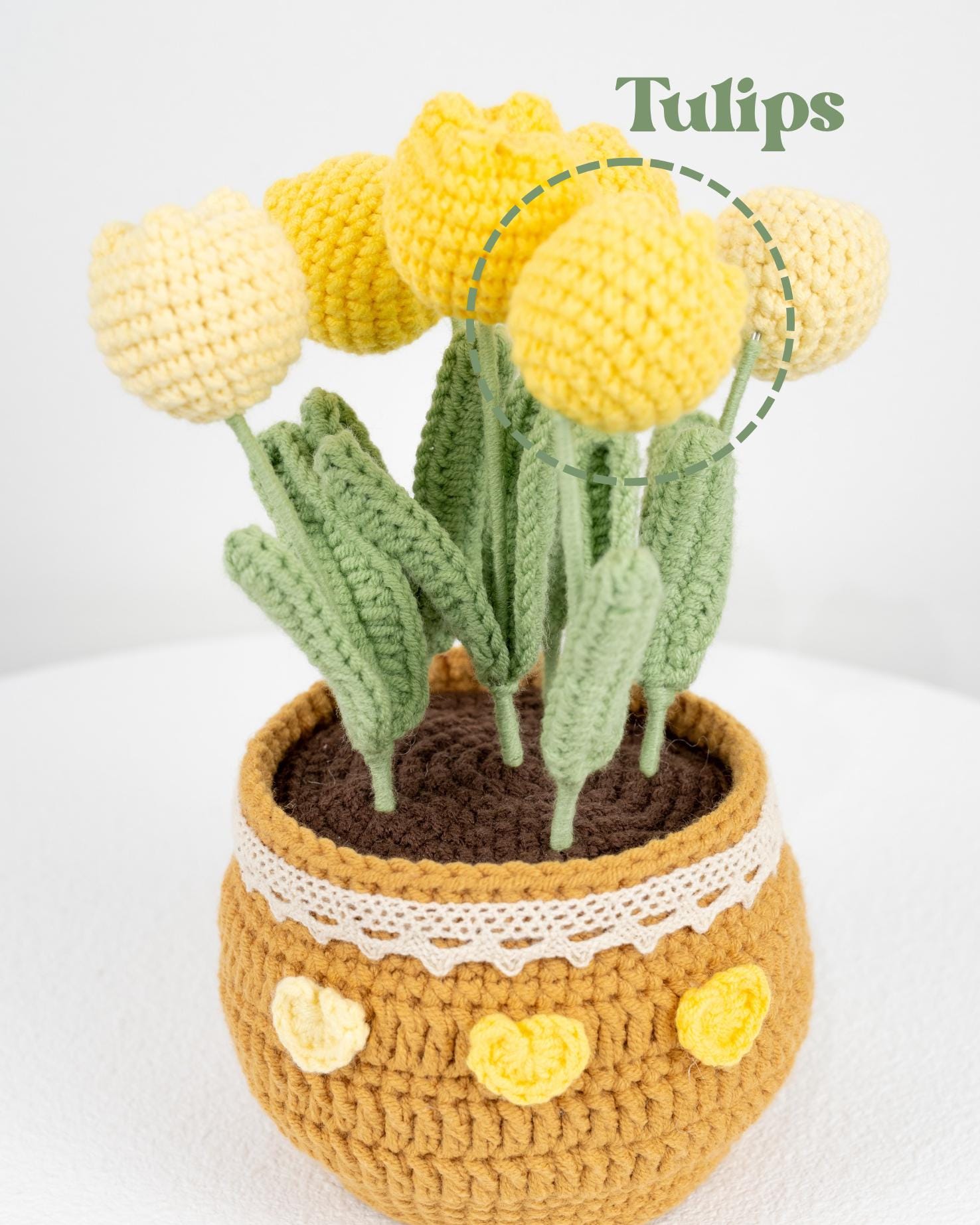 Beautiful Handmade Crochet Tulips In Pot / Knitted Craft / Mother's Day Gift / Birthday - Image 2