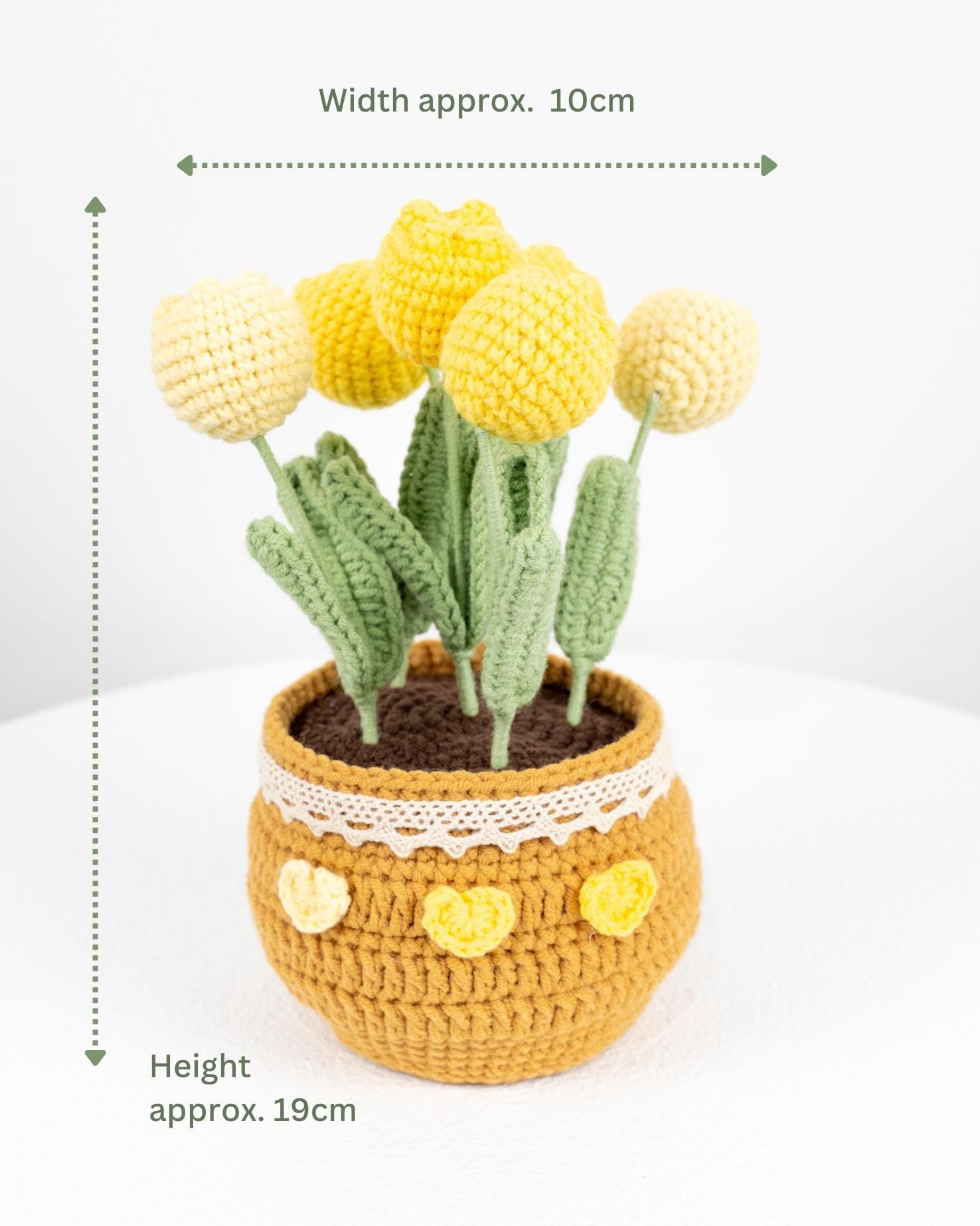 Beautiful Handmade Crochet Tulips In Pot / Knitted Craft / Mother's Day Gift / Birthday - Image 3