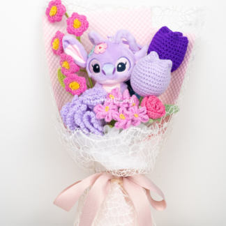 Cute Purple Theme Plushie Crochet Flowers Bouquet Graduation Birthday Valentine's Day Gift