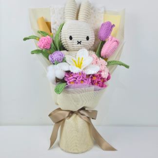 20cm White Plushie Crochet Flowers Bouquet Graduation Birthday Valentine's Day Gift