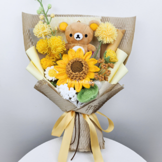 Cute Plushie Handmade Crochet Flowers Bouquet Graduation Birthday Gift Knitted Craft