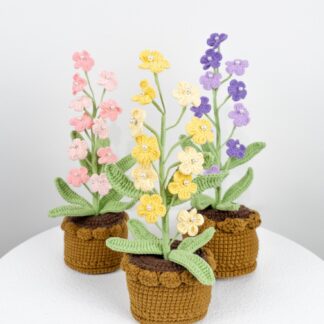 Beautiful Handmade Crochet Forget-me-not Flowers In Pot / Knitted Craft / Mother's Day Gift