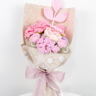 Handmade Crochet Pink Rose Bouquet: Eternal Knitted Flowers, Valentine's Day Gift, Mother's Day Gift