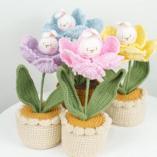 Handmade Crochet Bunny Flower Pot: Everlasting Bloom Birthday Gift Easter Bunny Graduation Gift