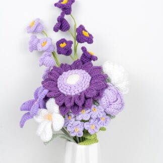 Beautiful Handmade Crochet Purple sunflower bouquet (Unwrap) Valentine's Day Christmas Gift Knitted Craft