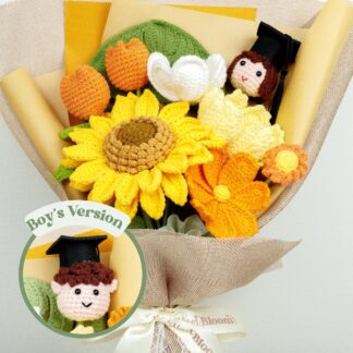 Beautiful Handmade Crochet Large Sunflower Tulip Graduation Bouquet / Graduation Gift / Boy & Girl / Knitted Craft