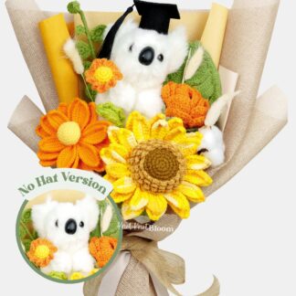 15cm Koala Natural Theme Crochet Sunflower Flowers Bouquet Graduation Gift