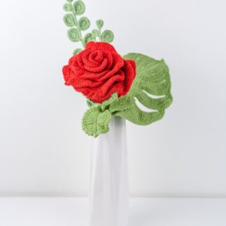 Beautiful Handmade Crochet Large Bright Red Rose Bouquet / Valentine's Gift /  Graduation Gift / Knitted Craft