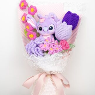 Cute Purple/Blue Theme Plushie Crochet Flowers Bouquet Graduation Birthday Valentine's Day Gift