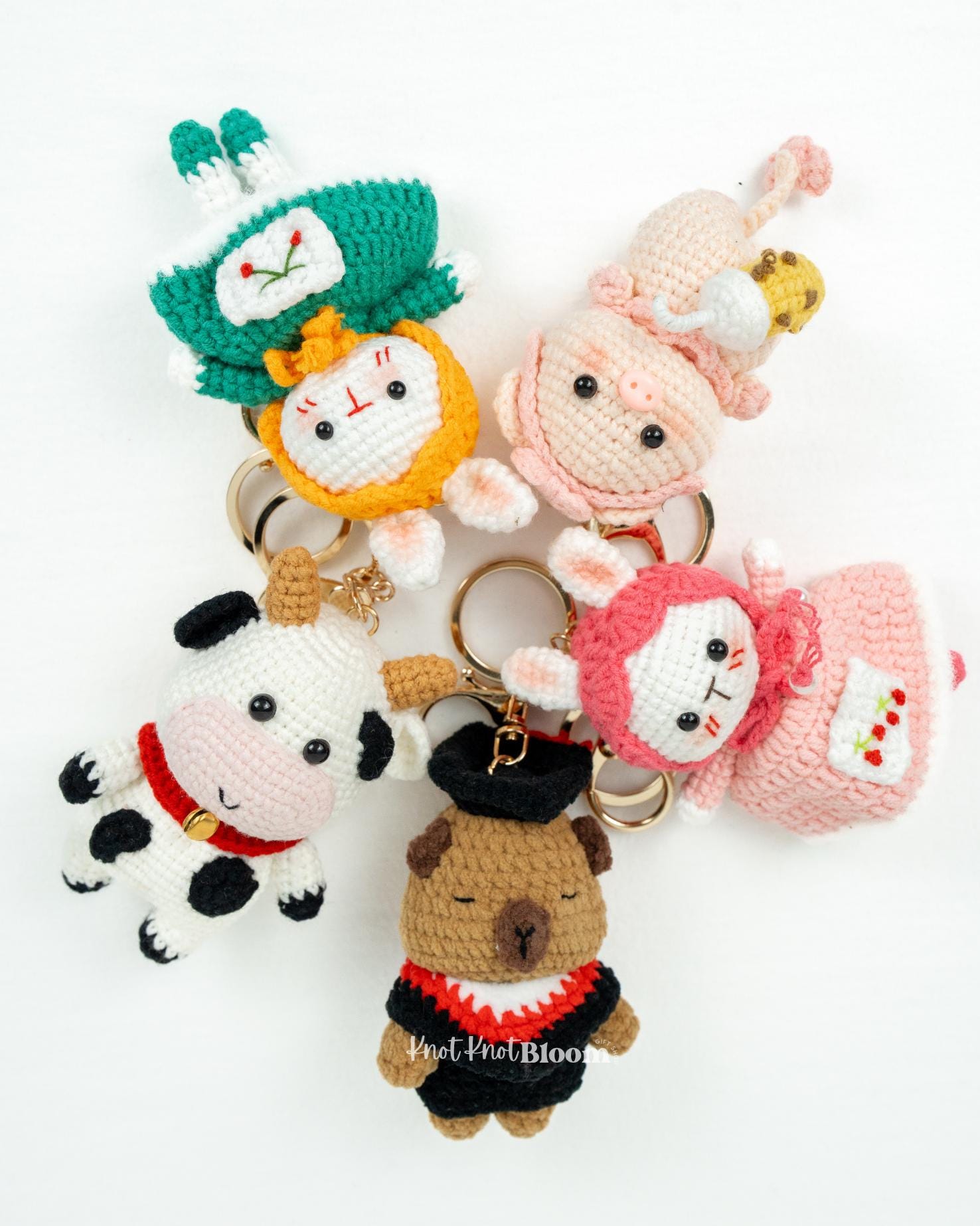 Crochet Animal Cow Bunny Pig Keychain / Bag Charm / Gift For Daughter, Girlfriend & Mum / Birthday Gift/ Xmas Gift / School Bag Keychain - Image 7