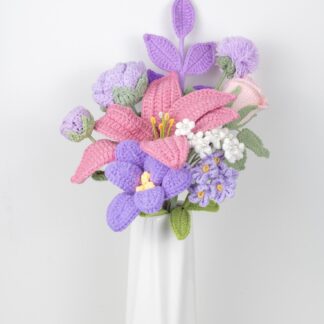 Large Crochet Lily Tulip Daisy Bouquet (Unwrap) Mother's Day Graduation Gift Knitted Craft Xmas Gift Home Decor