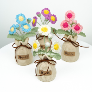 Beautiful Handmade Crochet Daisy Flowers In Pot Knitted Craft Mother's Day Gift Birthday Christmas Gift