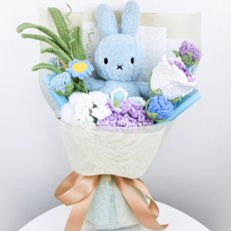 20cm Blue Plushie Crochet Flowers Bouquet Birthday Valentine's Day Gift Graduation Bouquet