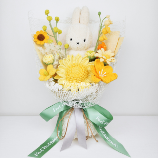 20cm Light Yellow Plushie Crochet Flowers Bouquet Graduation Birthday Valentine's Day Gift