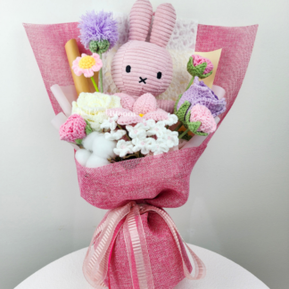 20cm Pink Plushie Crochet Flowers Bouquet Graduation Birthday Valentine's Day Gift