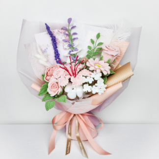 Crochet Crape Myrtle Floral Bouquet Great Gift for Mum Valentine's Day Graduation Wedding Anniversary Bouquet