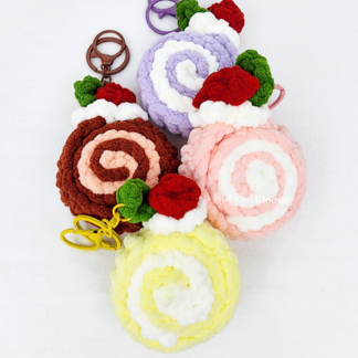 Crochet Swiss Roll Keychain: Handmade Crochet Bag Charm Birthday Christmas Thank You Gift