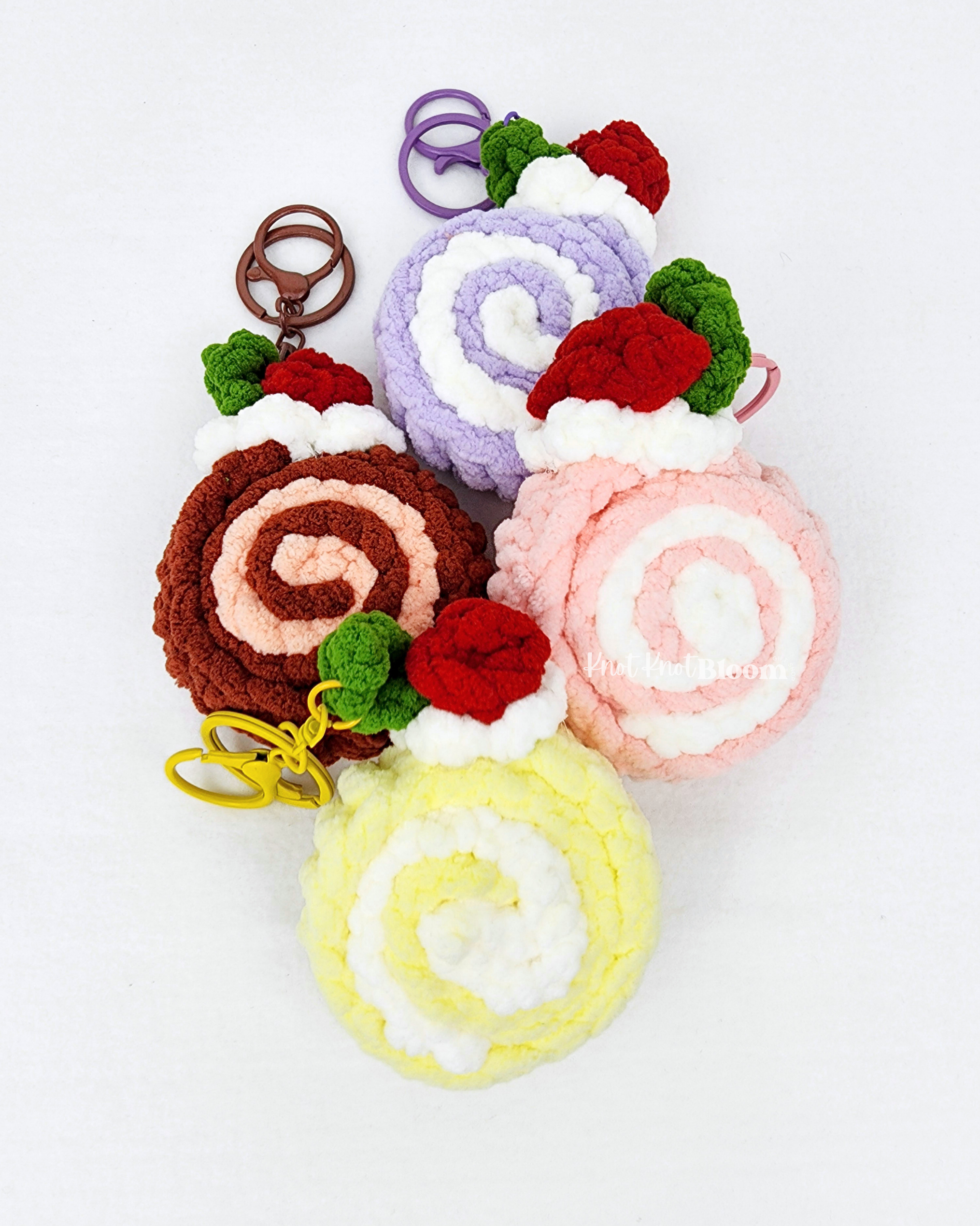 Crochet Swiss Roll Keychain: Handmade Crochet Bag Charm Birthday Christmas Thank You Gift