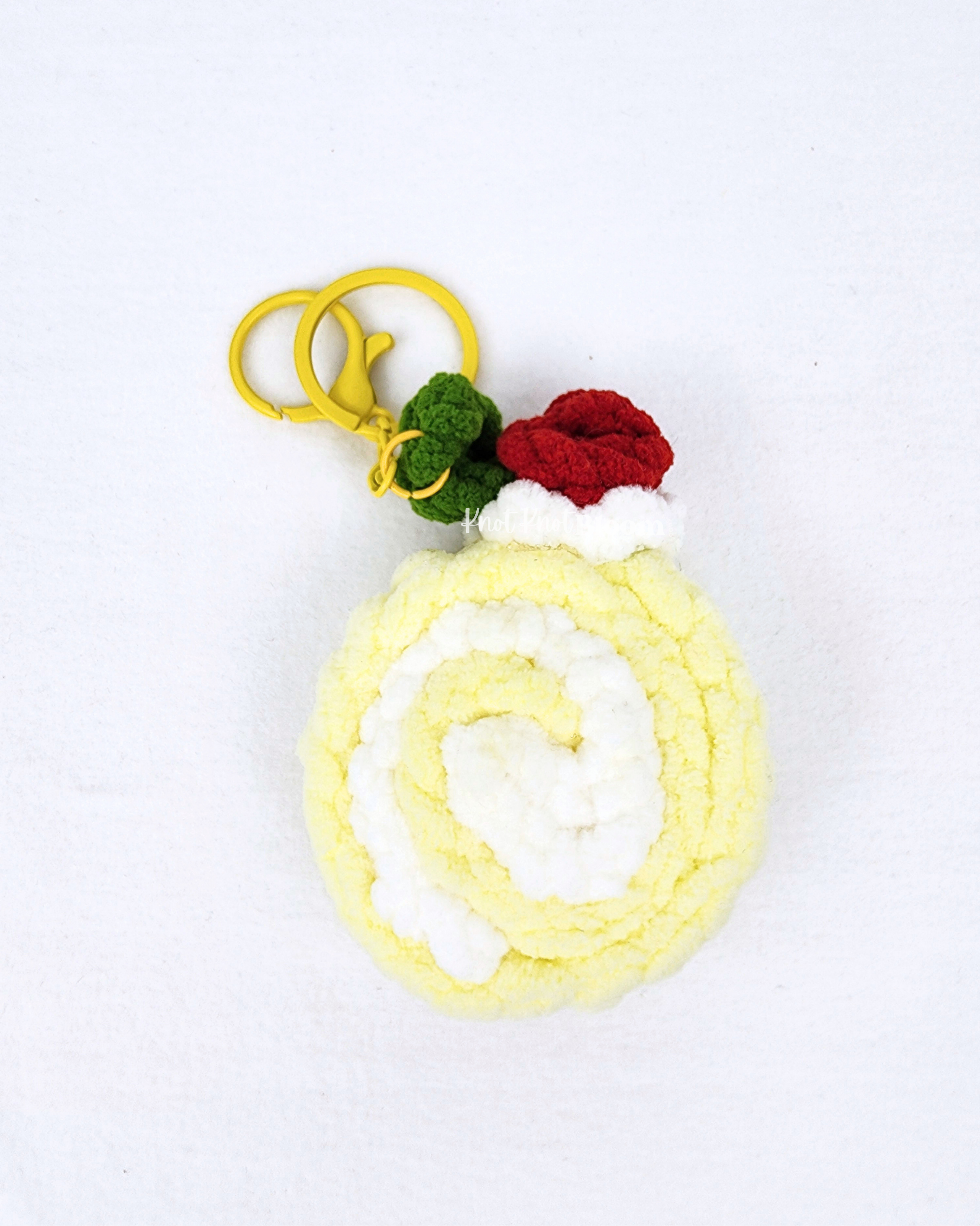 Crochet Swiss Roll Keychain: Handmade Crochet Bag Charm Birthday Christmas Thank You Gift - Image 5