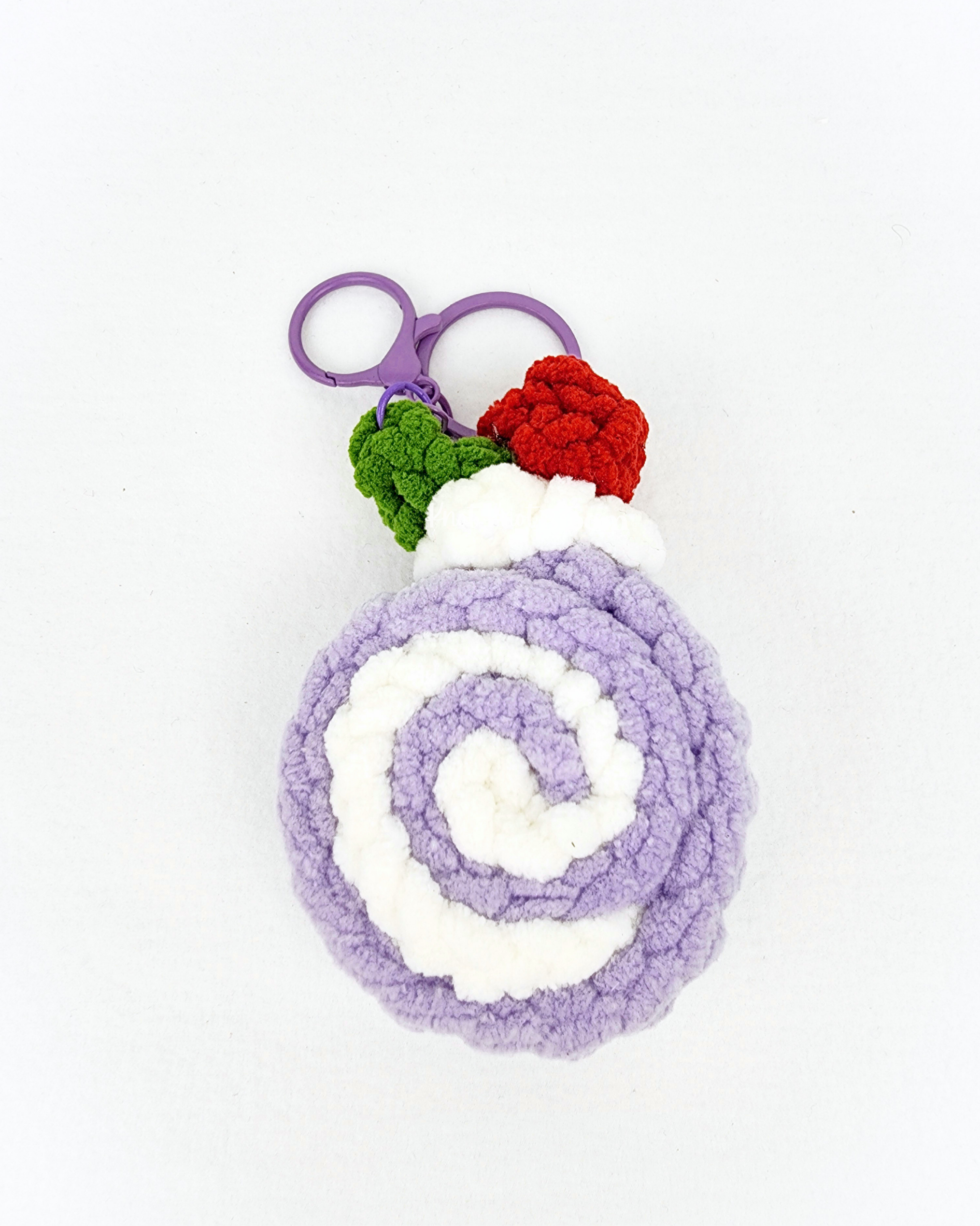 Crochet Swiss Roll Keychain: Handmade Crochet Bag Charm Birthday Christmas Thank You Gift - Image 6