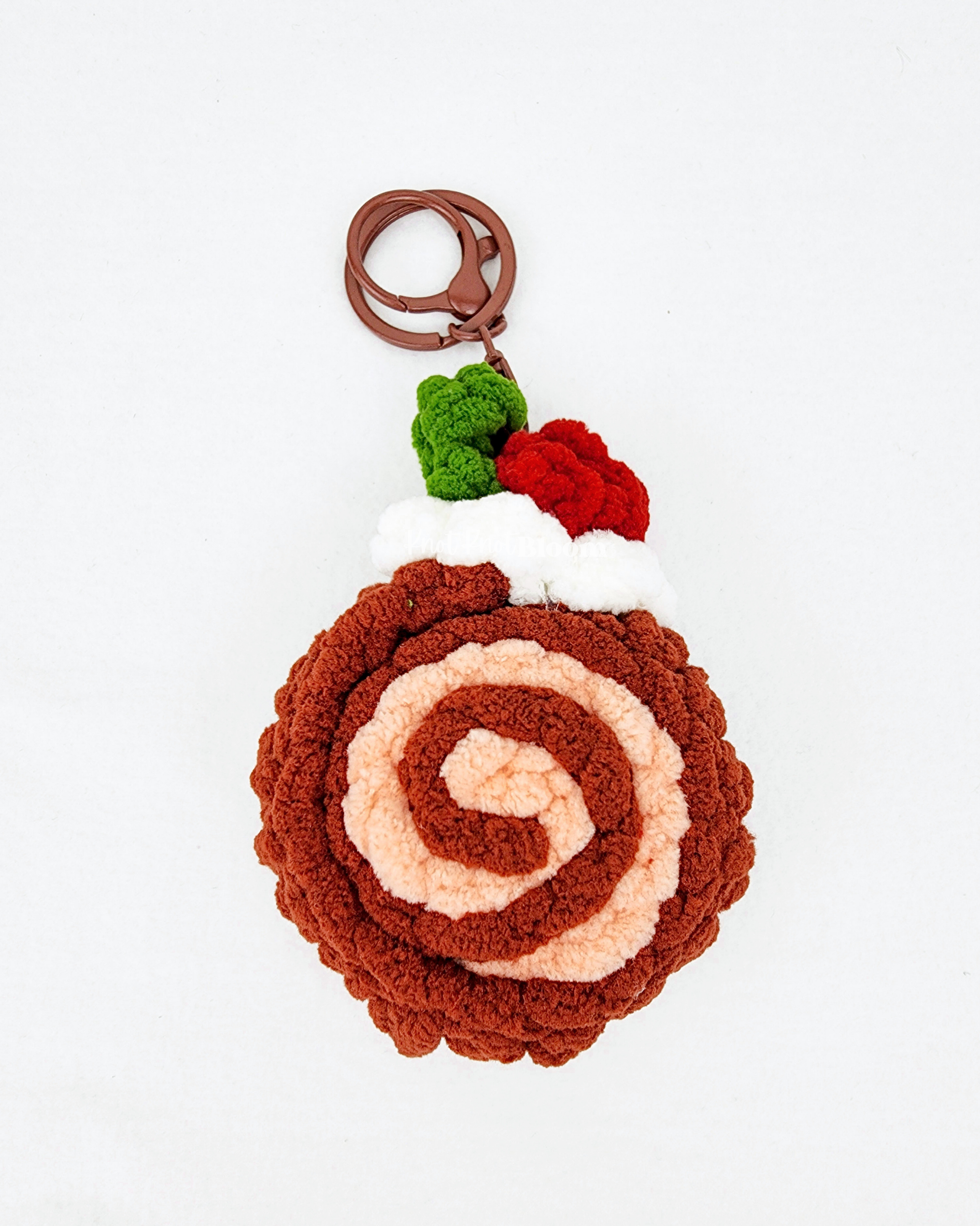 Crochet Swiss Roll Keychain: Handmade Crochet Bag Charm Birthday Christmas Thank You Gift - Image 7