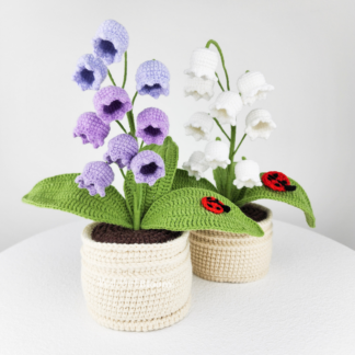 Beautiful Handmade Crochet Lily of The Valley Flowers In Pot Knitted Craft Mother's Day Birthday Gift Home Decoration
