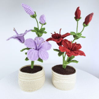 Beautiful Handmade Crochet Azalea In Pot Knitted Craft Mother's Day Birthday Christmas Gift