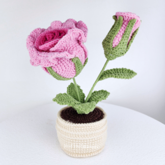 eautiful Handcrafted Crochet Rose Flowers In Pot Mother's Day Graduation Birthday Valentine's Day Gift